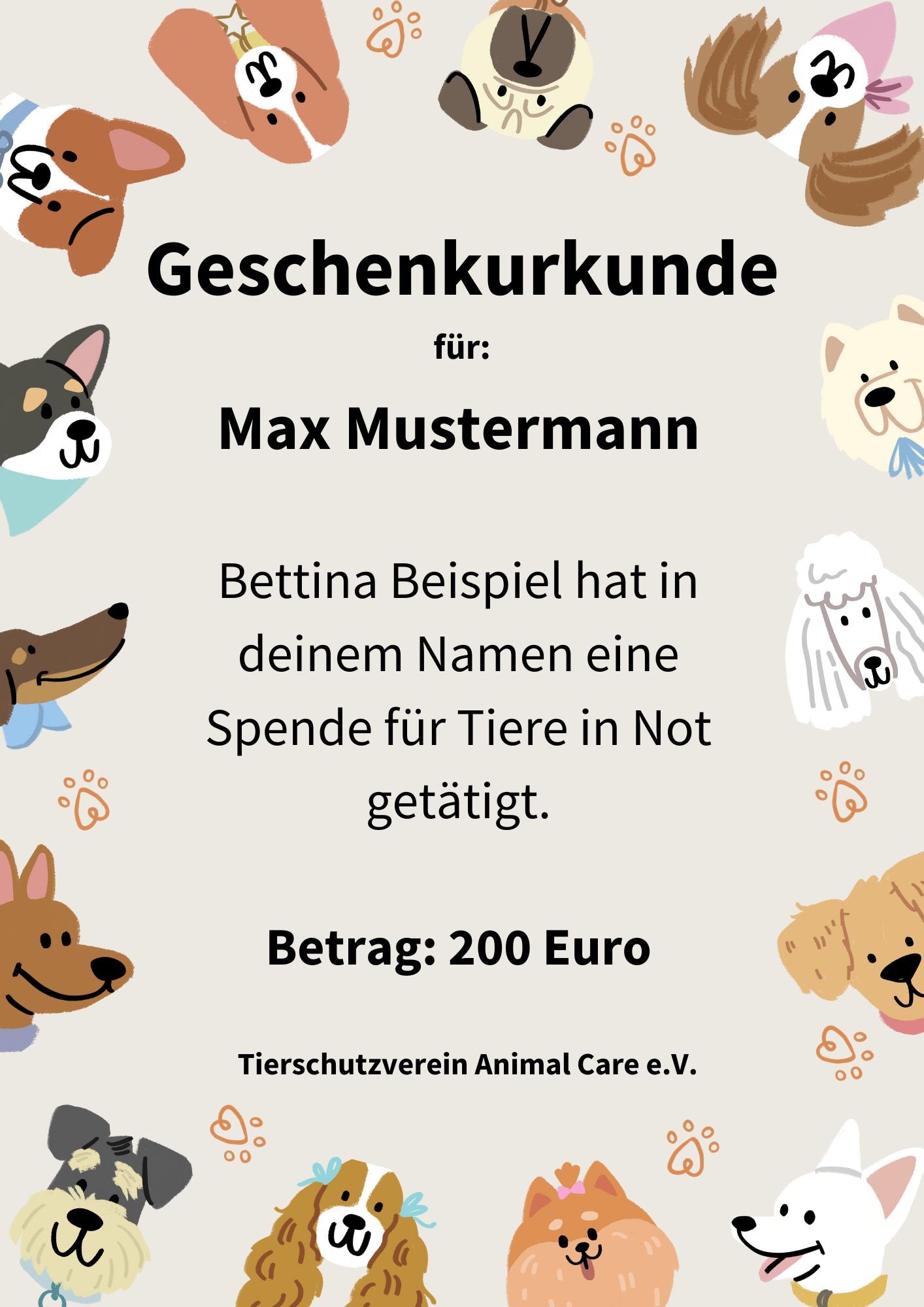 Geschenk Urkunde "Fröhliche Hunde"