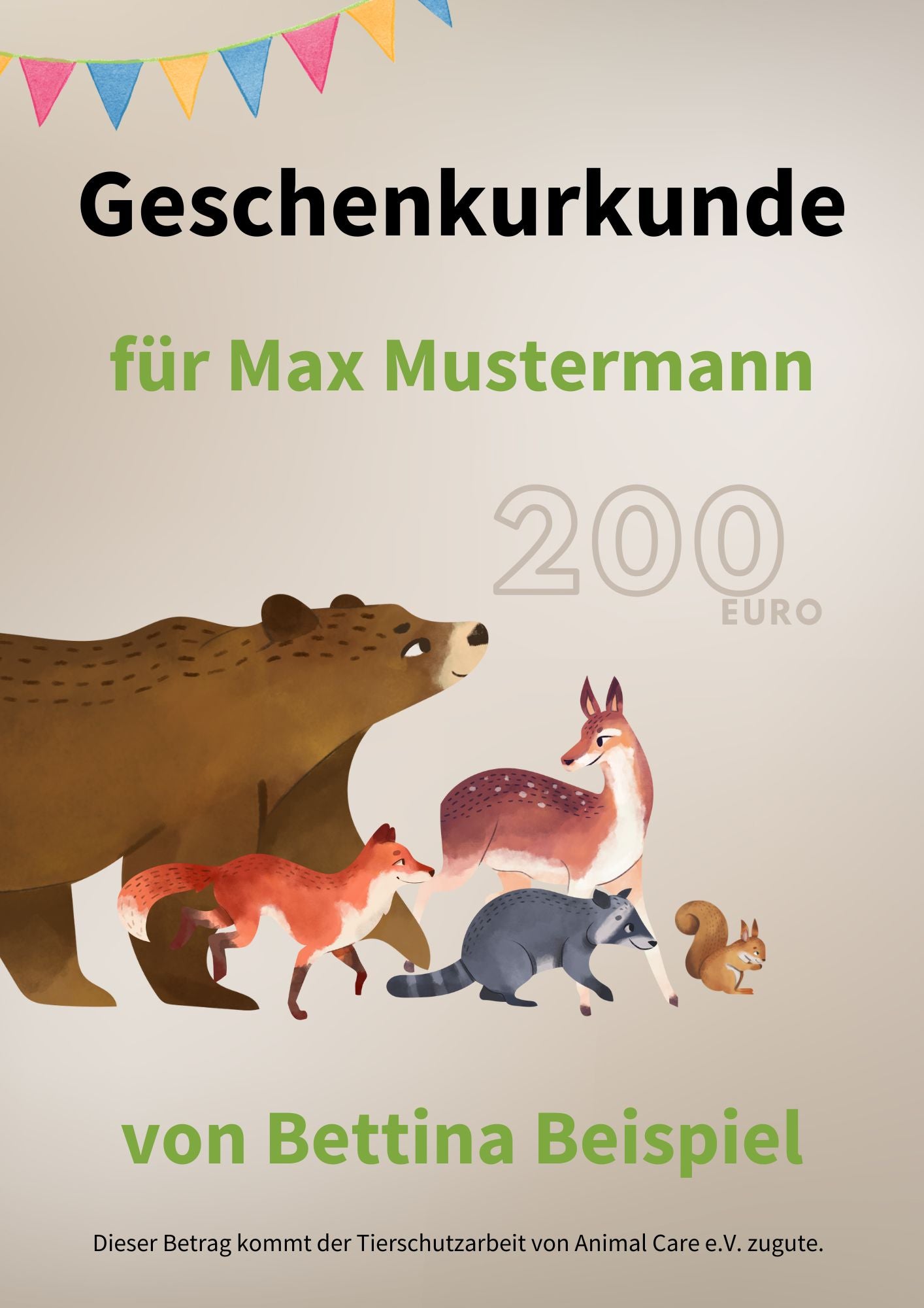 Geschenk Urkunde "Tierparade"