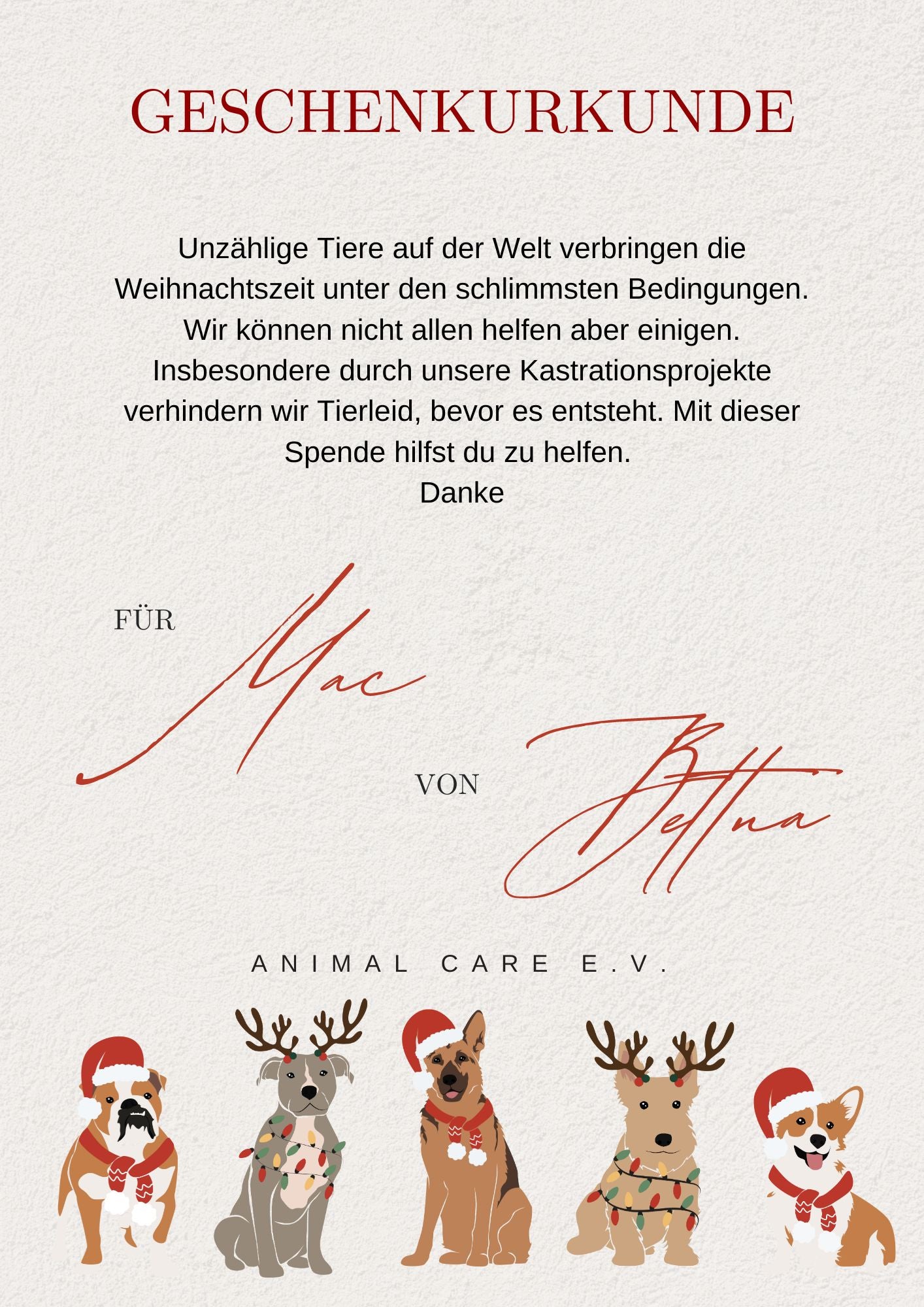 Geschenk Urkunde "Weihnachten"